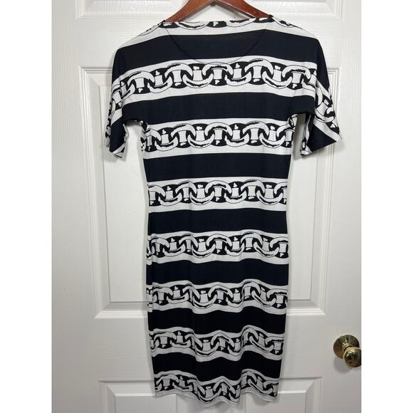 Diane Von Furstenberg 100% Silk Brenna Dress Chain Bands Black Women's 4 - Picture 6 of 8